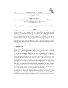 INTEGERS 10 (2010), 747-764 #G02 CYCLES IN WAR Michael Z. Spivey