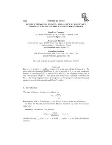 INTEGERS 11 (2011) #A33 ROBIN’S THEOREM, PRIMES, AND A NEW ELEMENTARY