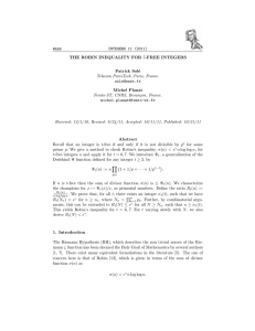 INTEGERS 11 (2011) #A65 THE ROBIN INEQUALITY FOR 7-FREE INTEGERS Patrick Sol´e