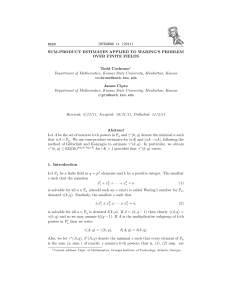 #A68 INTEGERS 11 (2011) SUM-PRODUCT ESTIMATES APPLIED TO WARING’S PROBLEM OVER FINITE FIELDS