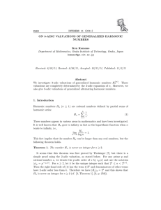 INTEGERS 11 (2011) #A69 ON 3-ADIC VALUATIONS OF GENERALIZED HARMONIC NUMBERS