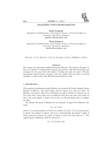 #G01 INTEGERS 11 (2011) ANALYZING TWO-COLOR BABYLON Mark Goadrich