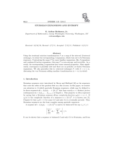 INTEGERS 11B (2011) #A13 STURMIAN EXPANSIONS AND ENTROPY E. Arthur Robinson, Jr.