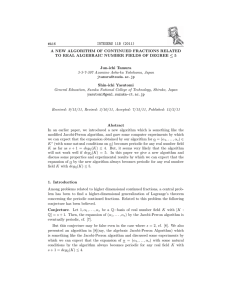 INTEGERS 11B (2011) #A16 A NEW ALGORITHM OF CONTINUED FRACTIONS RELATED ≤