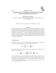 INTEGERS 12 (2012) #A8 PARTITION OF AN INTEGER INTO DISTINCT BOUNDED