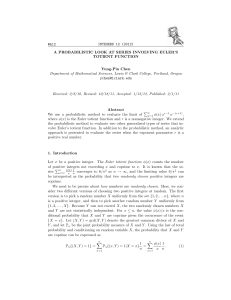 INTEGERS 12 (2012) #A12 A PROBABILISTIC LOOK AT SERIES INVOLVING EULER’S TOTIENT FUNCTION