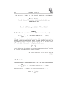 INTEGERS 12 (2012) #A23 THE GOOGOL-TH BIT OF THE ERD ˝ OS–BORWEIN CONSTANT