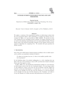 INTEGERS 12 (2012) #A32 INTEGER SUBSETS WITH HIGH VOLUME AND LOW PERIMETER