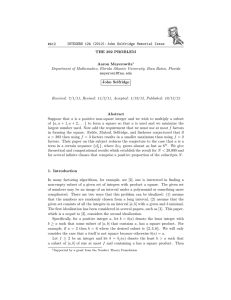 INTEGERS 12A (2012): John Selfridge Memorial Issue #A12 THE 392 PROBLEM Aaron Meyerowitz