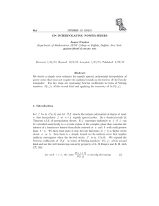 INTEGERS 13 (2013) #A6 ON INTERPOLATING POWER SERIES James Guyker