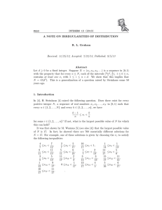 INTEGERS 13 (2013) #A53 A NOTE ON IRREGULARITIES OF DISTRIBUTION R. L. Graham