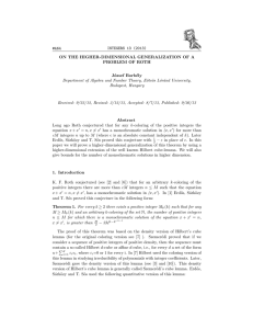 #A64 INTEGERS 13 (2013) ON THE HIGHER-DIMENSIONAL GENERALIZATION OF A PROBLEM OF ROTH