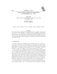 INTEGERS 14 (2014) #A23 LONG MINIMAL ZERO-SUM SEQUENCES IN THE GROUPS C