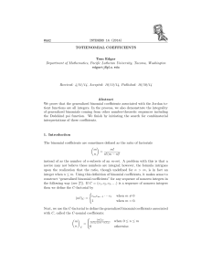 INTEGERS 14 (2014) #A62 TOTIENOMIAL COEFFICIENTS Tom Edgar