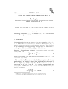 INTEGERS 14 (2014) #A63 THERE ARE NO SOCIALIST PRIMES LESS THAN 10