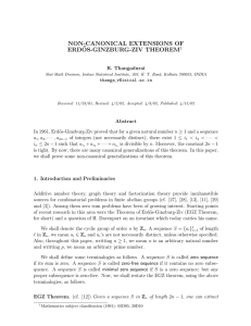 NON-CANONICAL EXTENSIONS OF ERD ˝ OS-GINZBURG-ZIV THEOREM R. Thangadurai