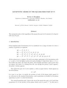 ASYMPTOTIC ORDER OF THE SQUARE-FREE PART OF N! Kevin A. Broughan