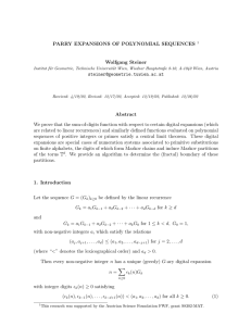 PARRY EXPANSIONS OF POLYNOMIAL SEQUENCES Wolfgang Steiner