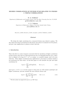 HIGHER CORRELATIONS OF DIVISOR SUMS RELATED TO PRIMES I: TRIPLE CORRELATIONS