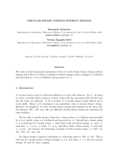 CIRCULAR BINARY STRINGS WITHOUT ZIGZAGS Emanuele Munarini Norma Zagaglia Salvi