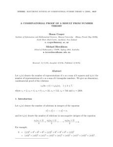 A COMBINATORIAL PROOF OF A RESULT FROM NUMBER THEORY Shaun Cooper
