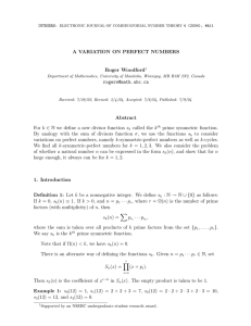 A VARIATION ON PERFECT NUMBERS Roger Woodford