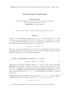 DISJOINT BEATTY SEQUENCES Jamie Simpson