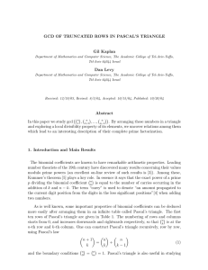 GCD OF TRUNCATED ROWS IN PASCAL’S TRIANGLE Gil Kaplan