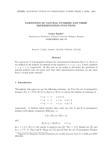 PARTITIONS OF NATURAL NUMBERS AND THEIR REPRESENTATION FUNCTIONS Csaba S´ andor