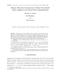 Ramsey Theoretic Consequences of Some New Results Cech Compactification Timothy J. Carlson