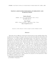 TILINGS ASSOCIATED WITH BETA-NUMERATION AND SUBSTITUTIONS Val´ erie Berth´