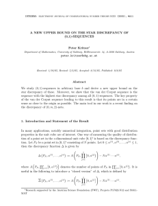 A NEW UPPER BOUND ON THE STAR DISCREPANCY OF (0,1)-SEQUENCES Peter Kritzer