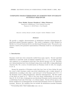 COMPLETE CHARACTERIZATION OF SUBSTITUTION INVARIANT STURMIAN SEQUENCES Peter Bal´ aˇ