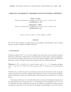 DERIVING DIVISIBILITY THEOREMS WITH BURNSIDE’S THEOREM Tyler J. Evans