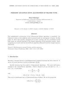 PERIODIC MULTIPLICATIVE ALGORITHMS OF SELMER TYPE Fritz Schweiger