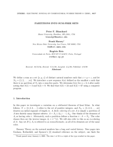 PARTITIONS INTO SUM-FREE SETS Peter F. Blanchard  Frank Harary