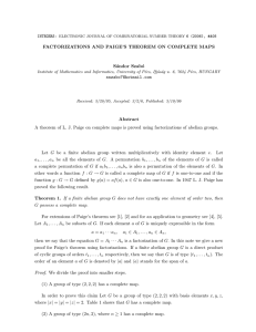 FACTORIZATIONS AND PAIGE’S THEOREM ON COMPLETE MAPS S´andor Szab´o