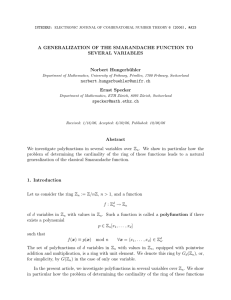 A GENERALIZATION OF THE SMARANDACHE FUNCTION TO SEVERAL VARIABLES Norbert Hungerb¨ uhler