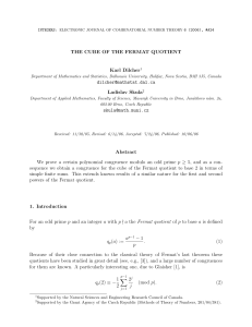 THE CUBE OF THE FERMAT QUOTIENT Karl Dilcher