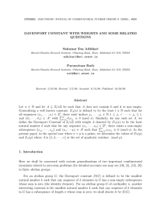 DAVENPORT CONSTANT WITH WEIGHTS AND SOME RELATED QUESTIONS Sukumar Das Adhikari