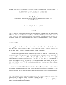 PARTITION REGULARITY OF MATRICES Neil Hindman