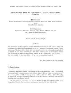 IRREDUCIBLE RADICAL EXTENSIONS AND EULER-FUNCTION CHAINS Florian Luca