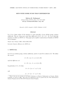 SETS WITH MORE SUMS THAN DIFFERENCES Melvyn B. Nathanson