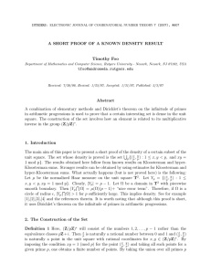 A SHORT PROOF OF A KNOWN DENSITY RESULT Timothy Foo
