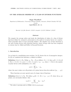 ON THE AVERAGE ORDERS OF A CLASS OF DIVISOR FUNCTIONS