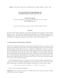 ON CONGRUENCE PROPERTIES OF CONSECUTIVE VALUES OF P(N, M) Brandt Kronholm