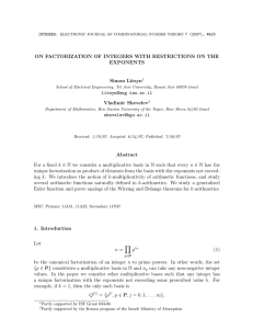 ON FACTORIZATION OF INTEGERS WITH RESTRICTIONS ON THE EXPONENTS Simon Litsyn