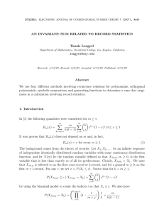 AN INVARIANT SUM RELATED TO RECORD STATISTICS Tam´ as Lengyel