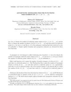 ASYMPTOTIC ESTIMATES FOR PHI FUNCTIONS FOR SUBSETS OF Melvyn B. Nathanson {M