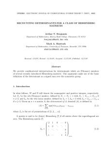 RECOUNTING DETERMINANTS FOR A CLASS OF HESSENBERG MATRICES Arthur T. Benjamin